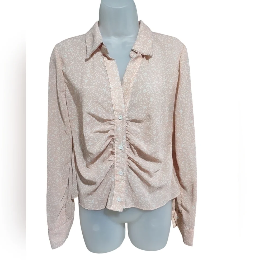 Blush by BJ Button Down Ruched Blouse Dusty Pink 1X - Picture 2 of 7